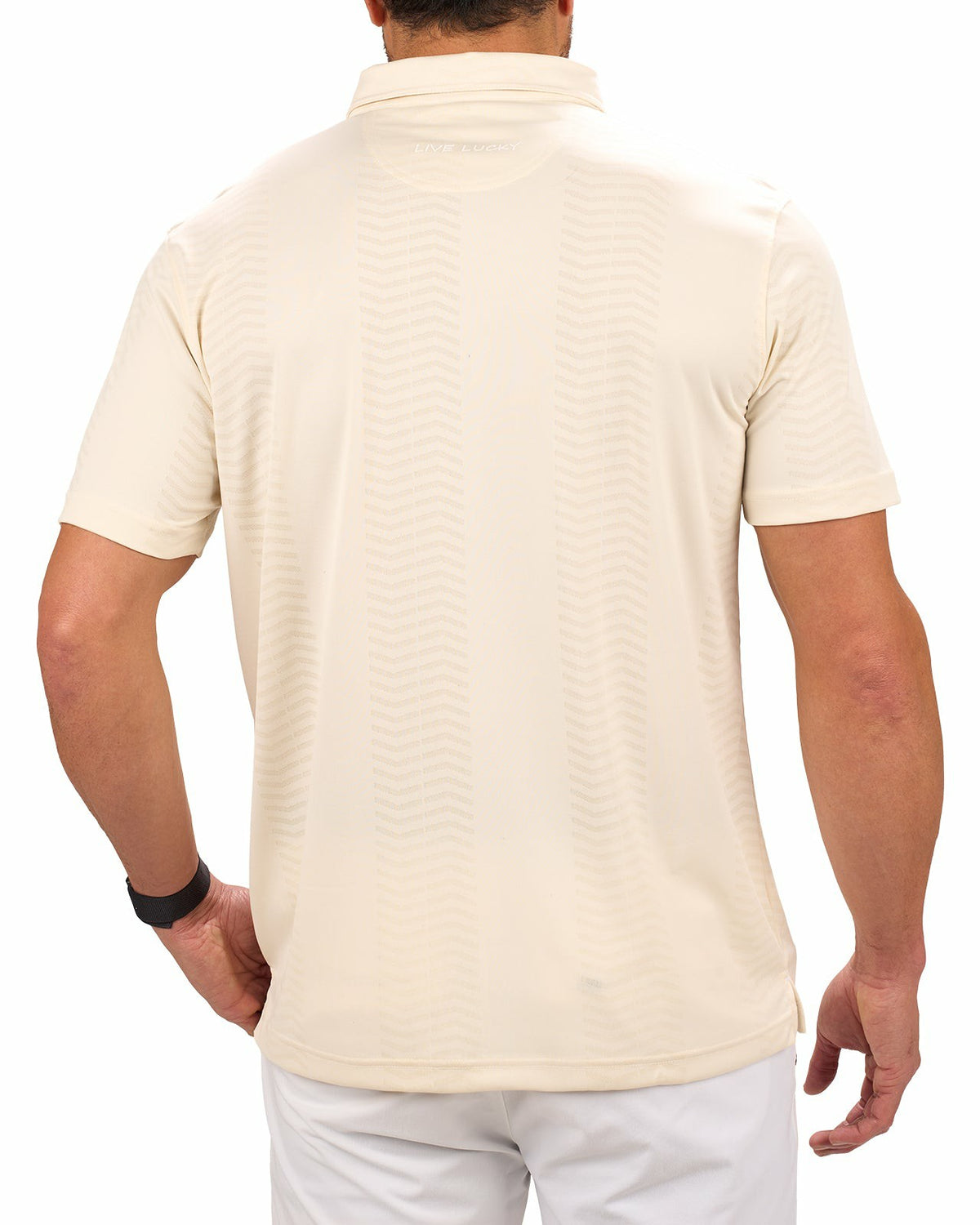 Men's Versatile Chalk White Solid Patterned Polo