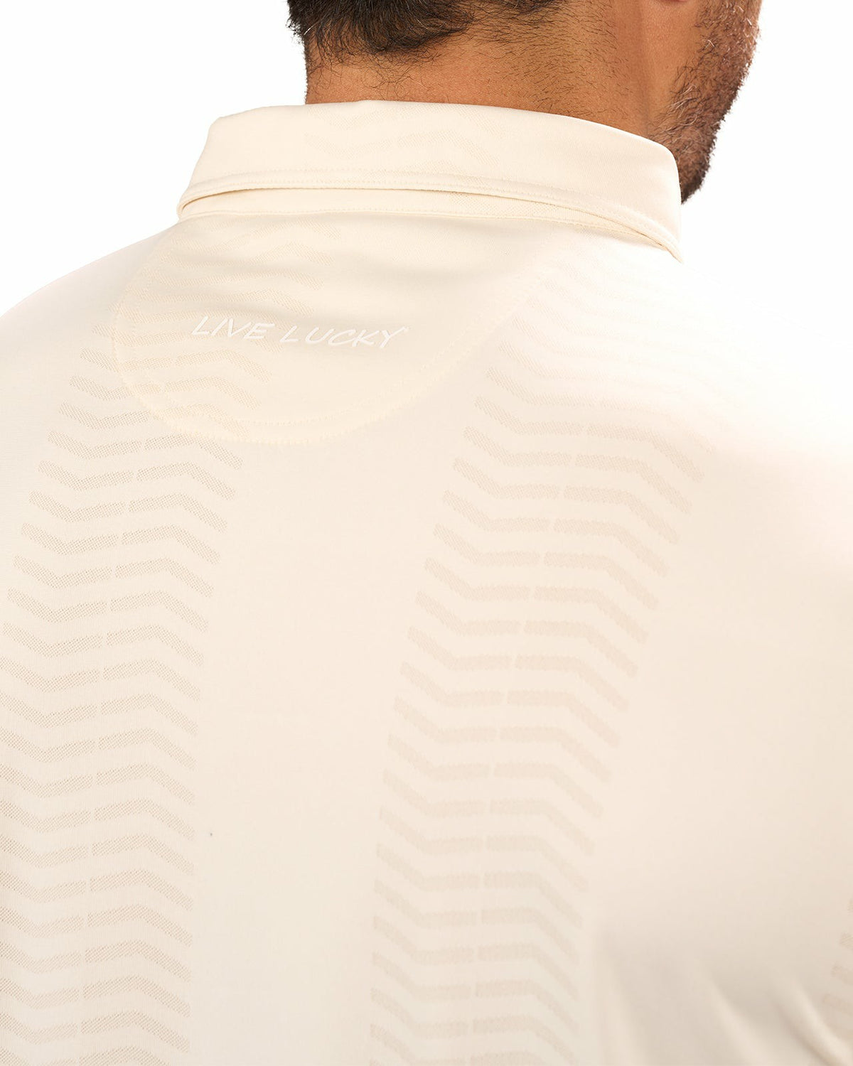 Men's Versatile Chalk White Solid Patterned Polo