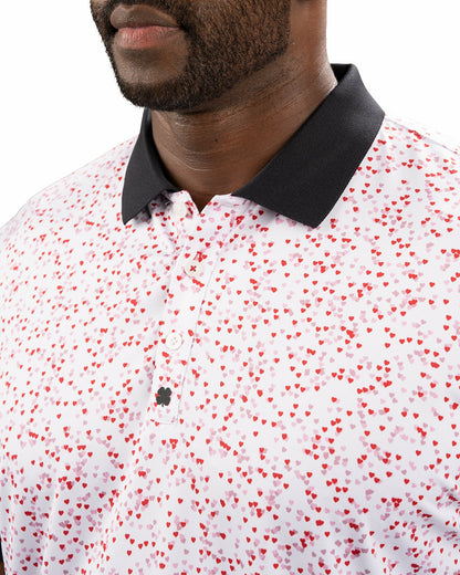 Red and White Men's Valentine Polo