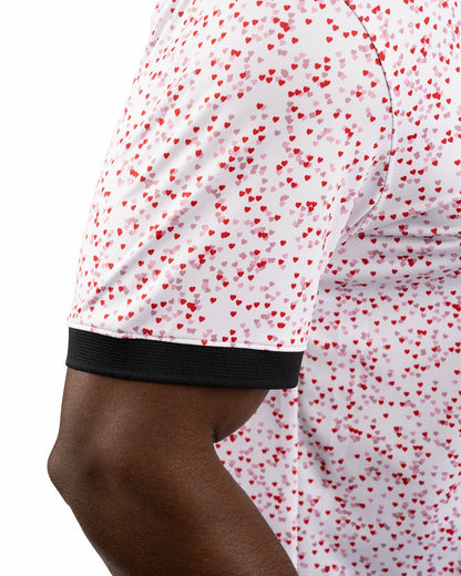 Red and White Men's Valentine Polo