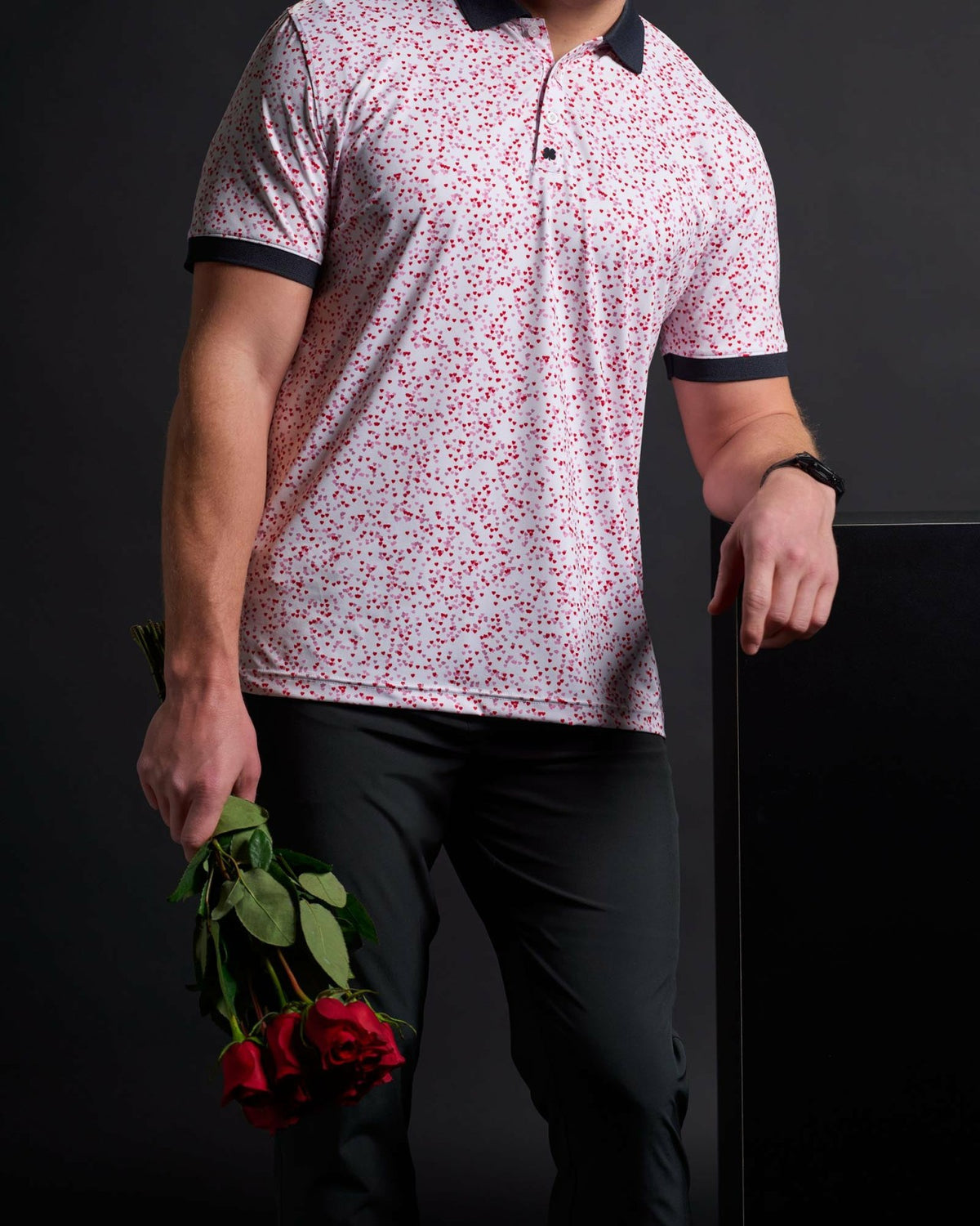 Red and White Men's Valentine Polo