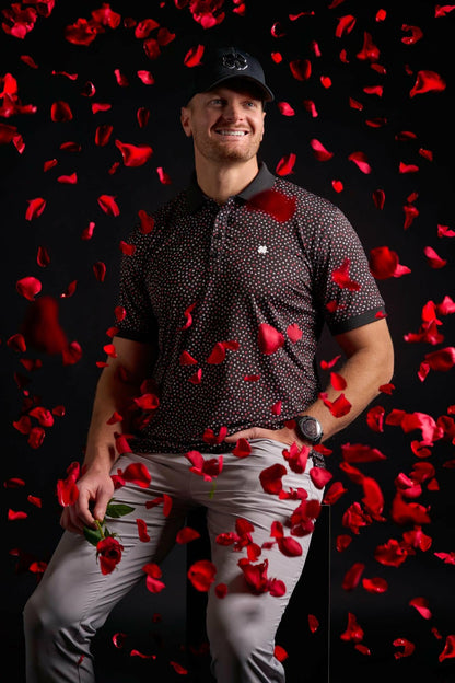 Black and Red Men's Valentine Polo