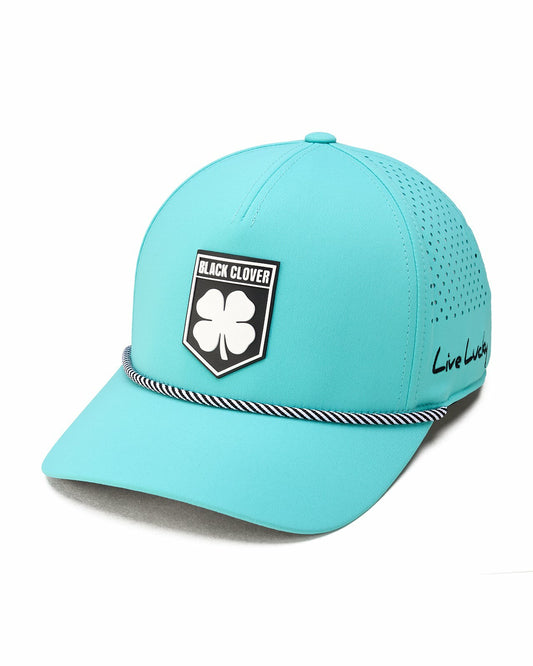 Breathable Blue Golf Hat with Rope and Patch