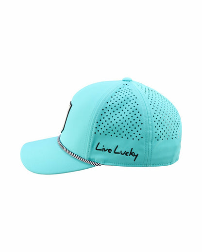 Breathable Blue Golf Hat with Rope and Patch