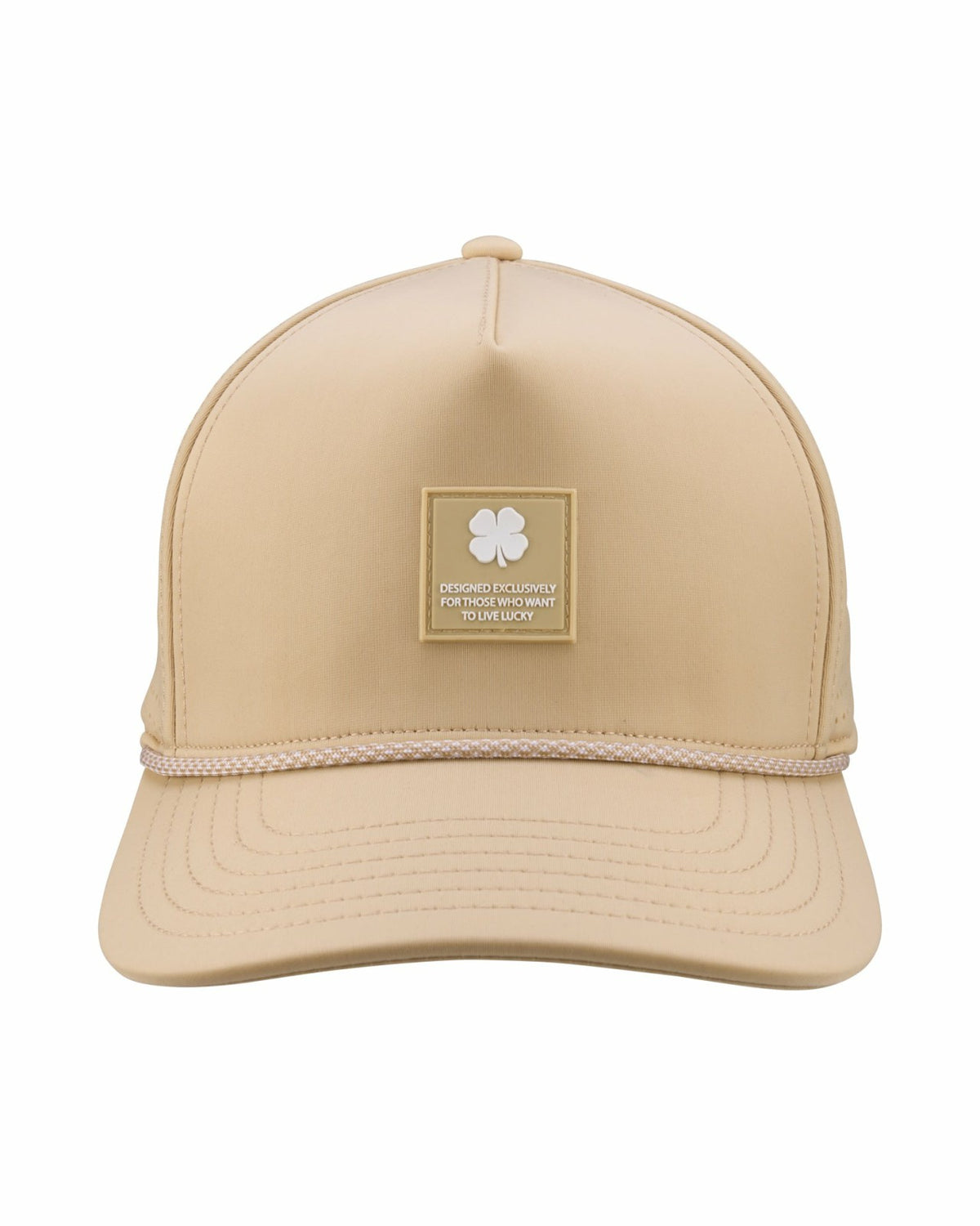 Trendy Unisex Tan Summer Rope Snapback Hat with Clover Patch