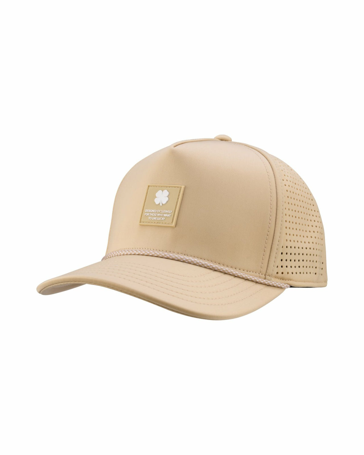 Trendy Unisex Tan Summer Rope Snapback Hat with Clover Patch