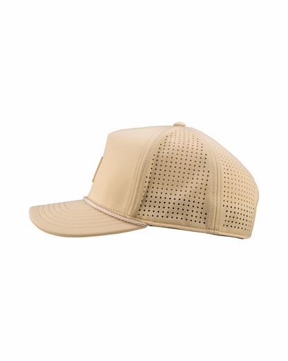 Trendy Unisex Tan Summer Rope Snapback Hat with Clover Patch