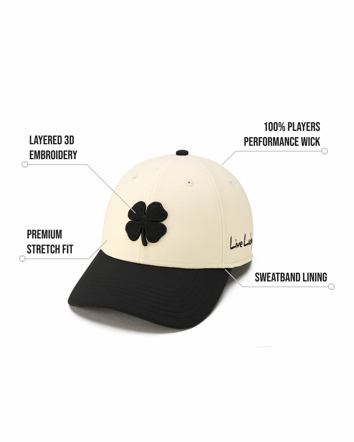 Cream and Black Premium Clover Hat for Golf and Lifestyle