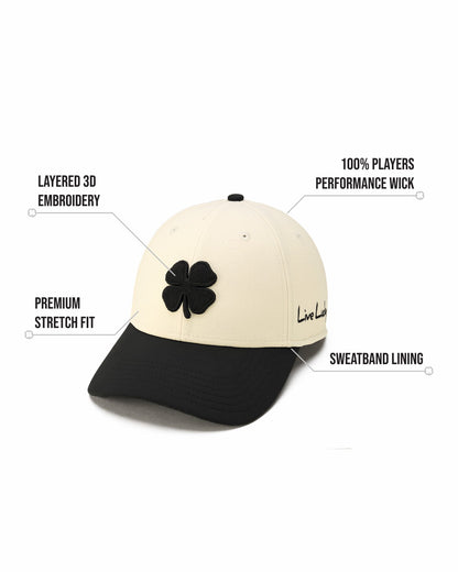 Cream and Black Premium Clover Hat for Golf and Lifestyle