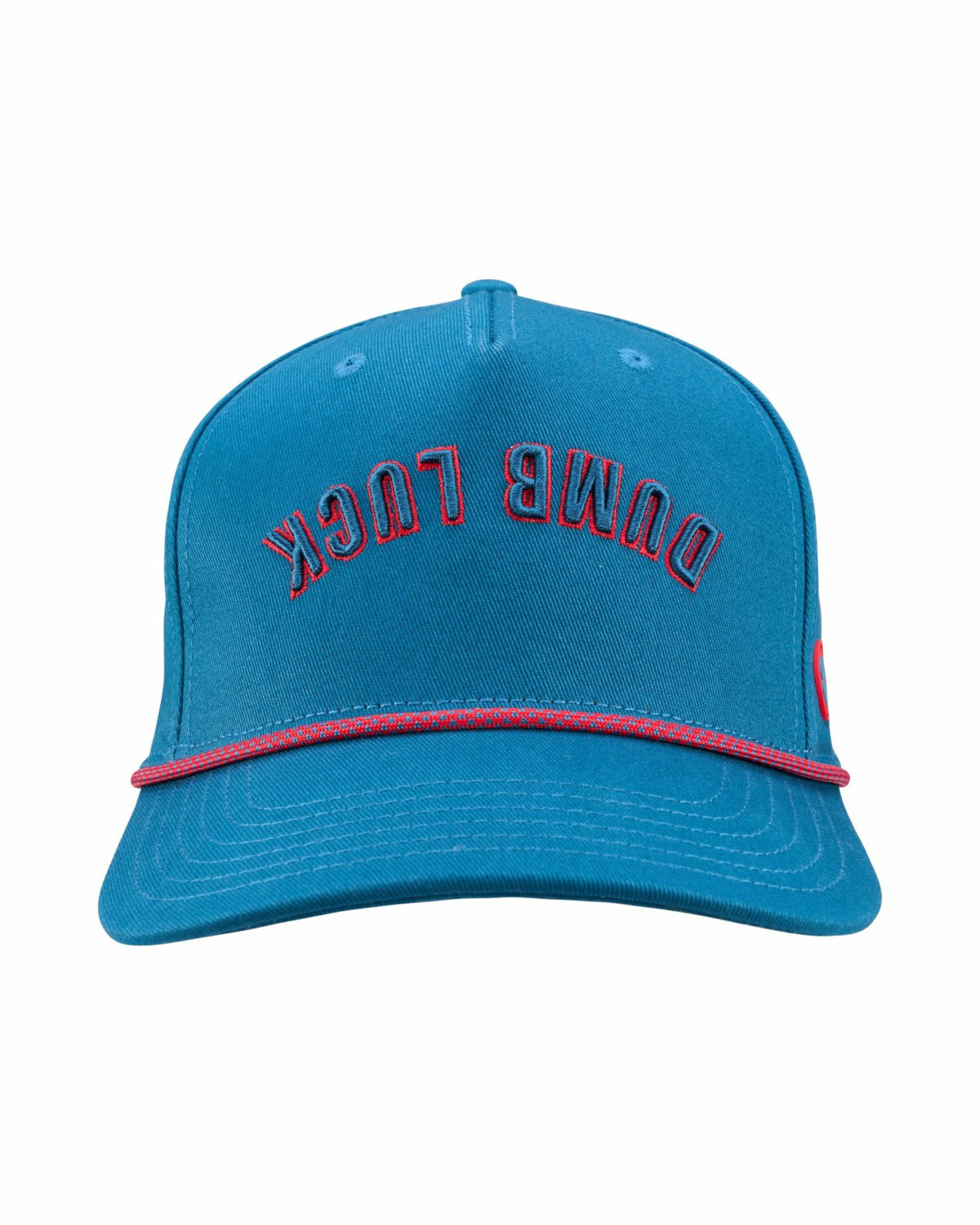 Trendy Vintage-Inspired Blue Hat with Red Rope Brim