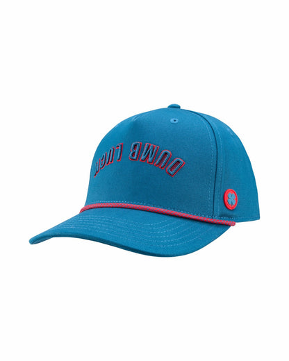 Trendy Vintage-Inspired Blue Hat with Red Rope Brim