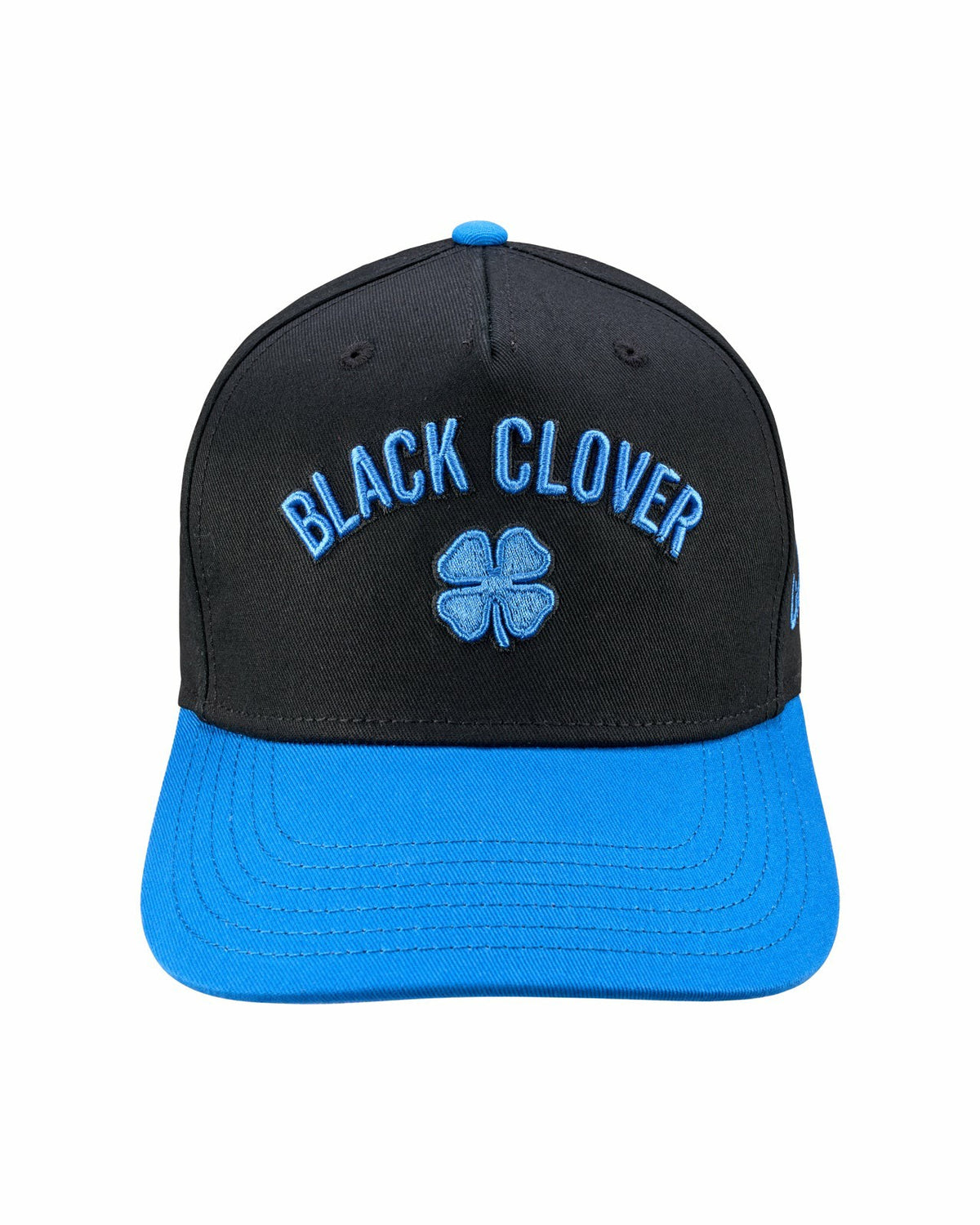 Vintage-Inspired Black Hat with Blue Brim