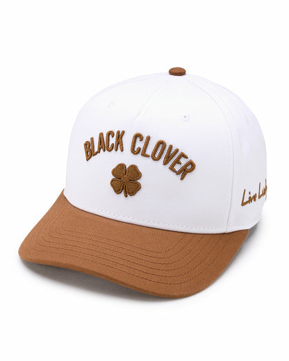 Vintage-Inspired White Hat with Brown Brim