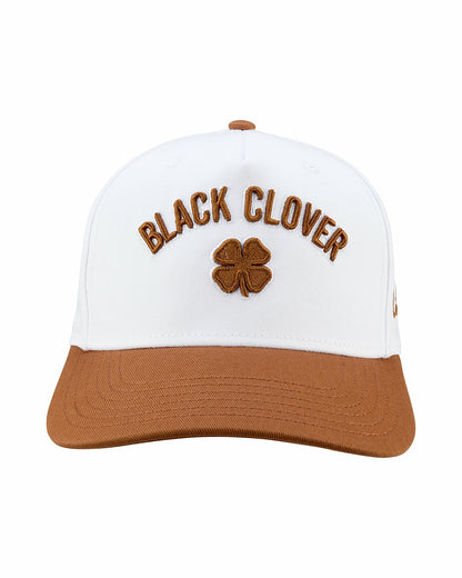 Vintage-Inspired White Hat with Brown Brim
