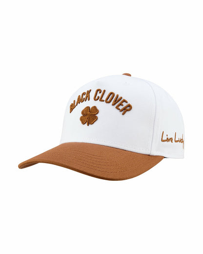 Vintage-Inspired White Hat with Brown Brim