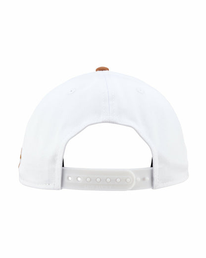 Vintage-Inspired White Hat with Brown Brim