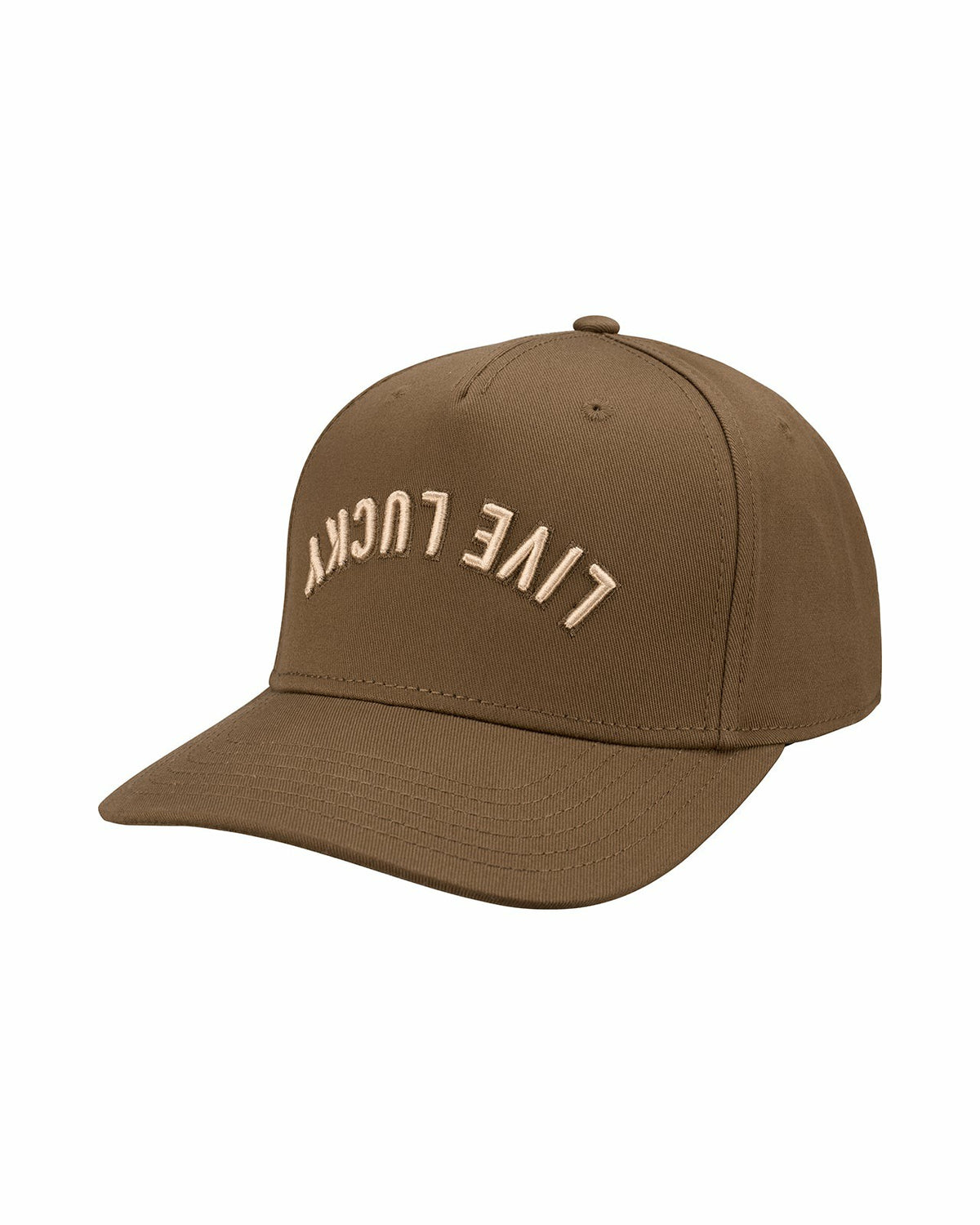 Trendy Vintage-Inspired Brown Hat with Live Lucky Logo
