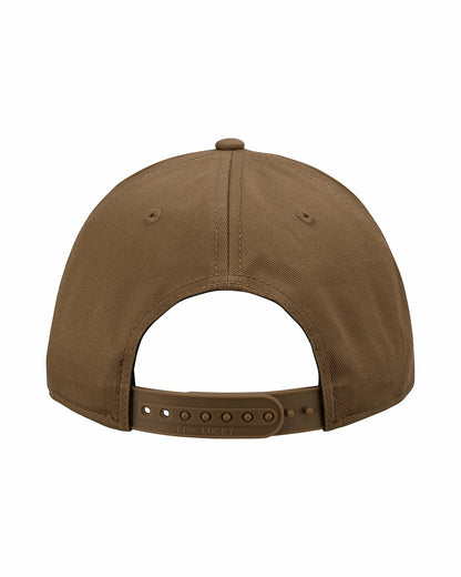 Trendy Vintage-Inspired Brown Hat with Live Lucky Logo