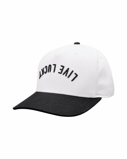 Trendy Vintage-Inspired White Hat with Black Brim