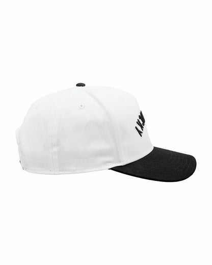 Trendy Vintage-Inspired White Hat with Black Brim
