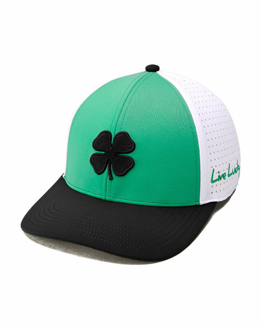 Bright Green Perforated Golf Hat with Black Clover