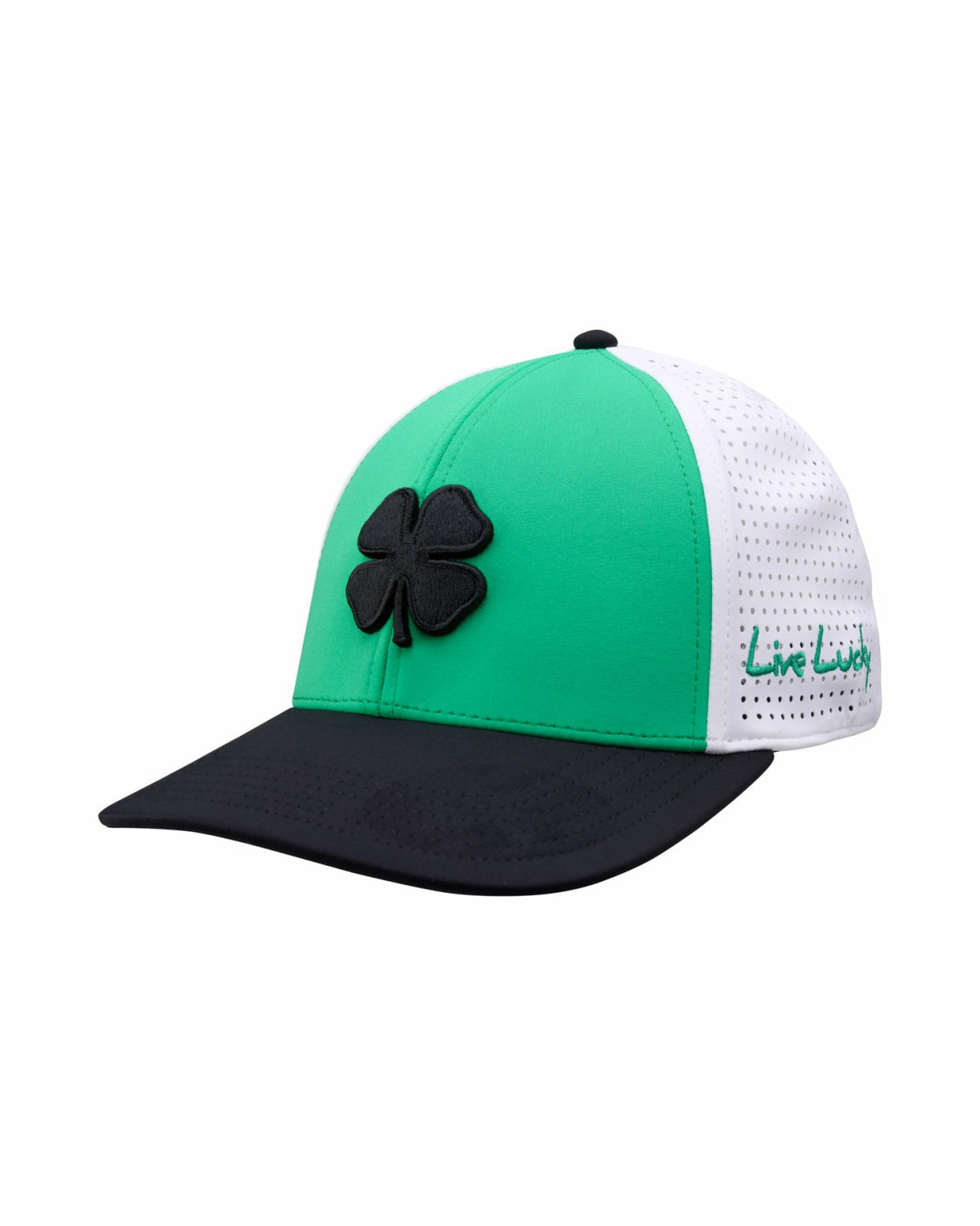 Bright Green Perforated Golf Hat with Black Clover