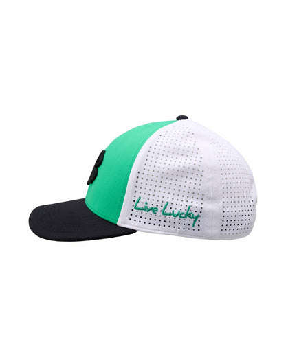 Bright Green Perforated Golf Hat with Black Clover