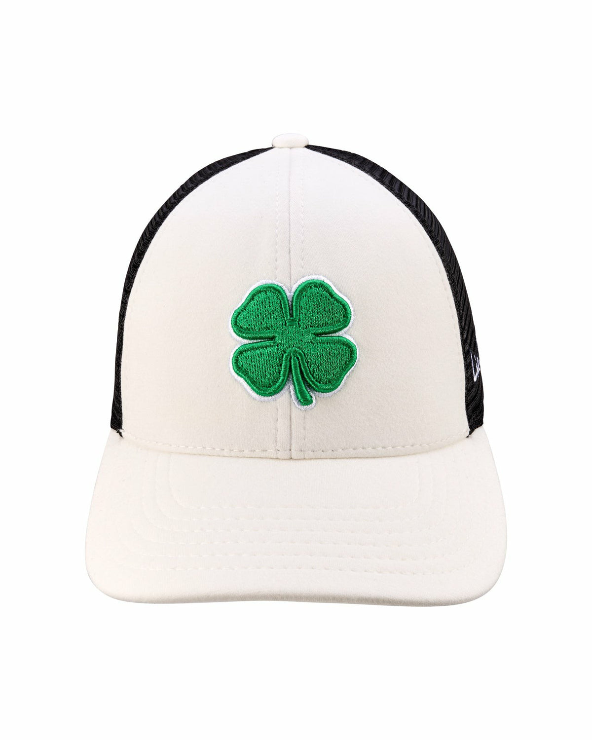 White and Green Mesh Golf Hat with St. Patrick's Day Clover
