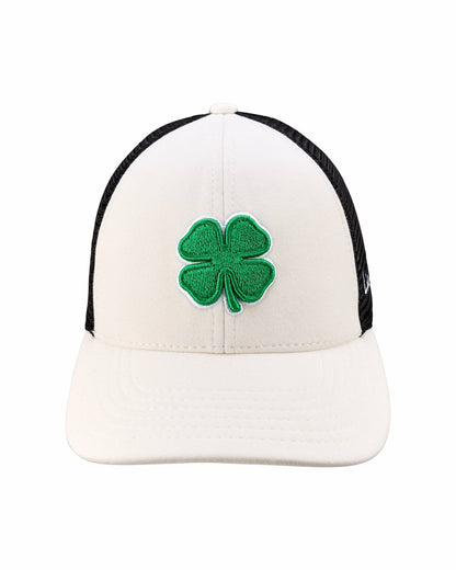 White and Green Mesh Golf Hat with St. Patrick's Day Clover