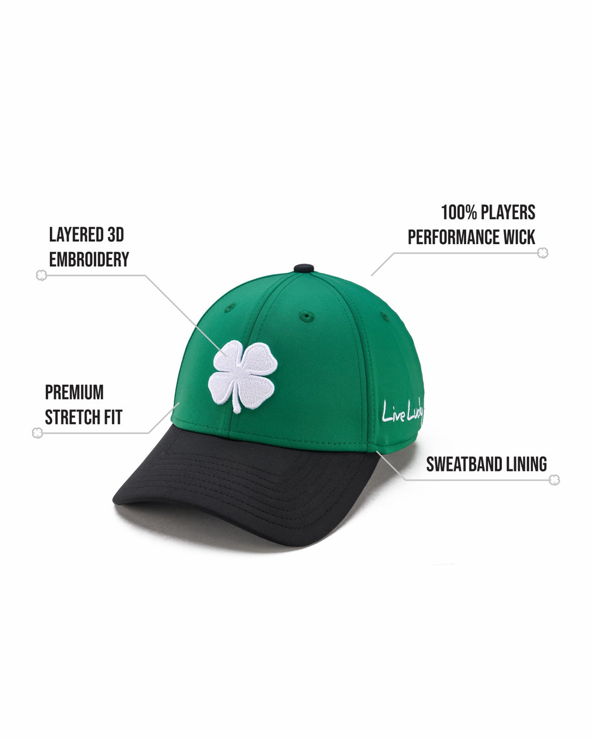Green and Black Premium Clover Hat for Golf and Lifestyle