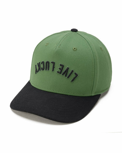 Trendy Vintage-Inspired Green Hat with Black Brim