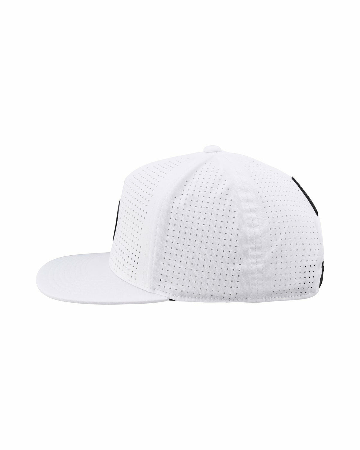 White Perforated Flatbrim Hat with Silver Clover
