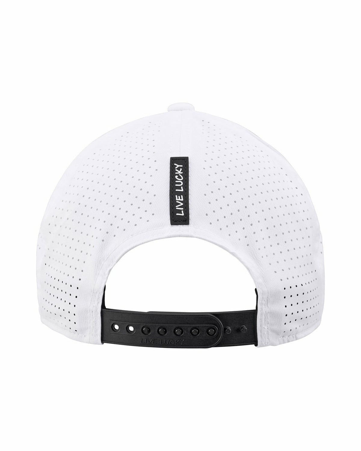 White Perforated Flatbrim Hat with Silver Clover