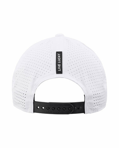 White Perforated Flatbrim Hat with Silver Clover