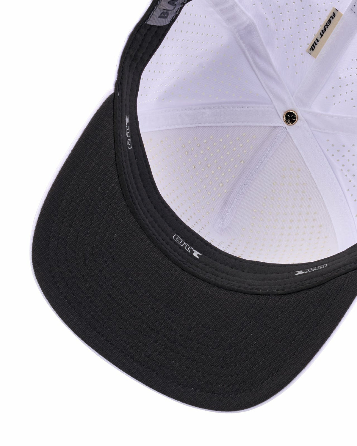 White Perforated Flatbrim Hat with Silver Clover