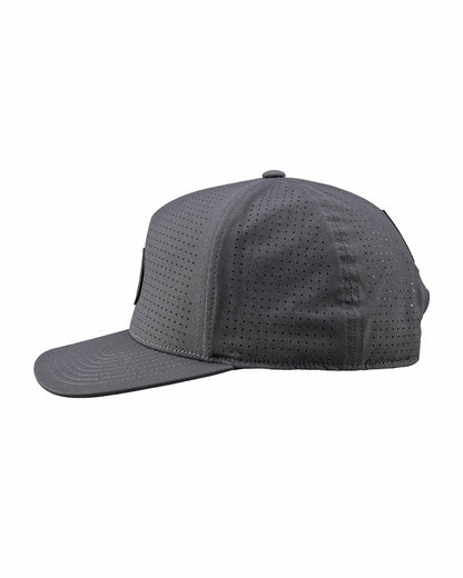 Dark Grey Perforated Flatbrim Hat with Silver Clover