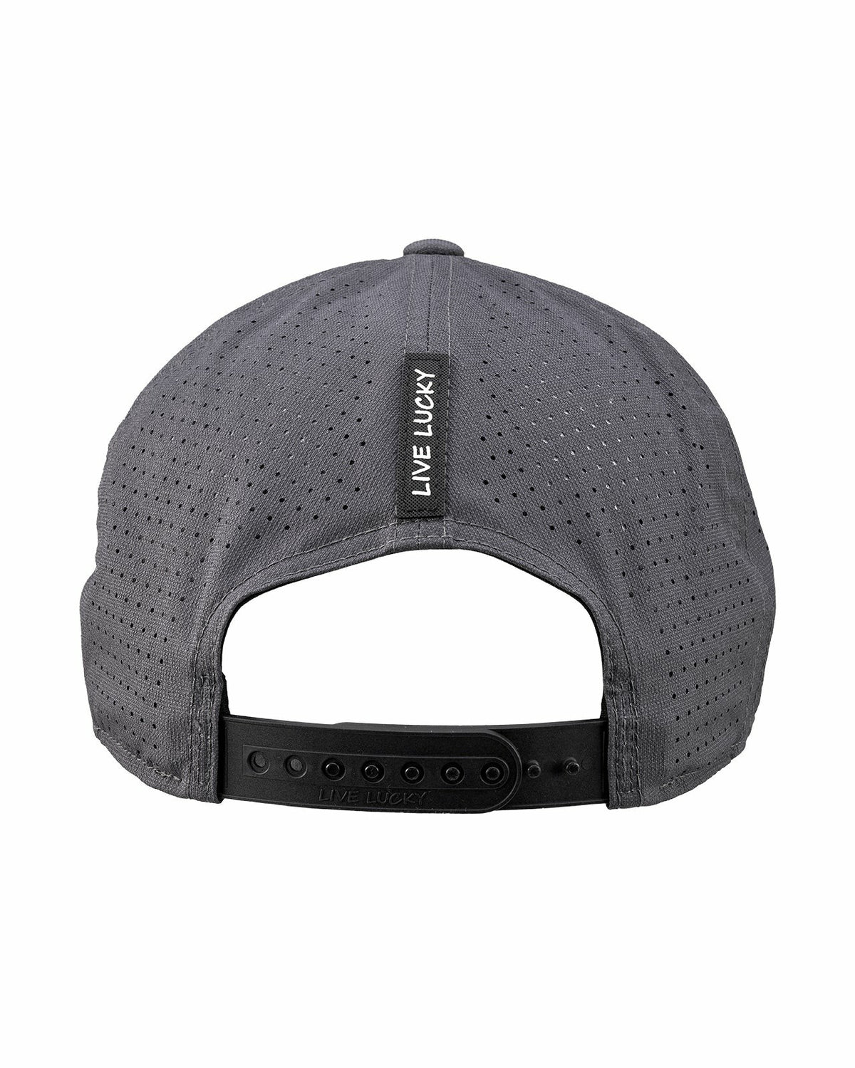 Dark Grey Perforated Flatbrim Hat with Silver Clover