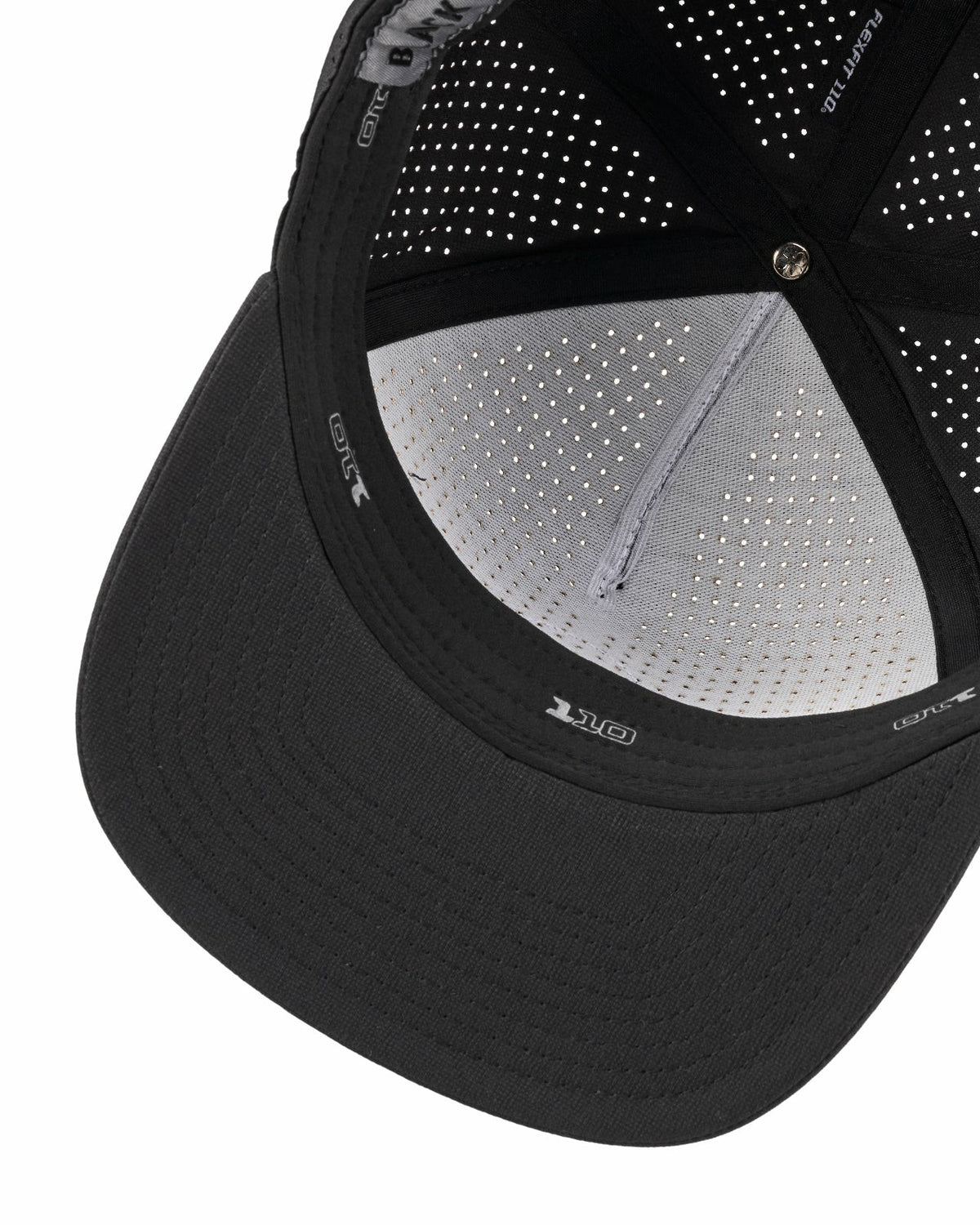 Dark Grey Perforated Flatbrim Hat with Silver Clover