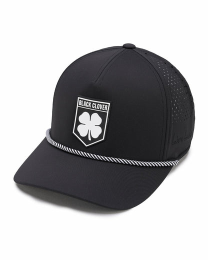 Breathable Black Golf Hat with Rope and Patch