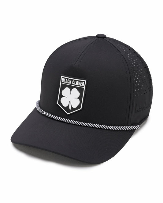 Breathable Black Golf Hat with Rope and Patch
