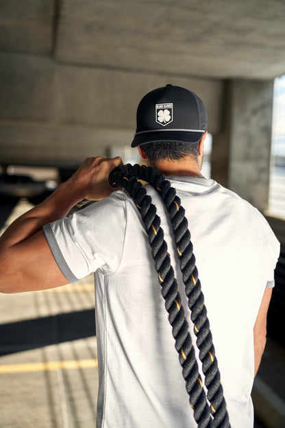 Breathable Black Golf Hat with Rope and Patch