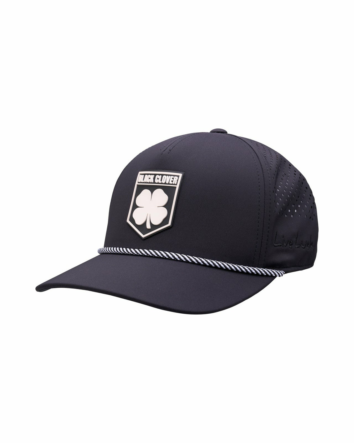 Breathable Black Golf Hat with Rope and Patch