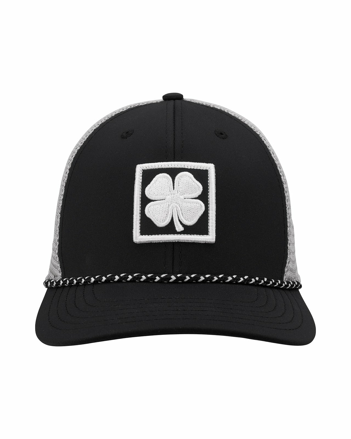 Blue and Tan Mesh Golf Hat with Clover Icon