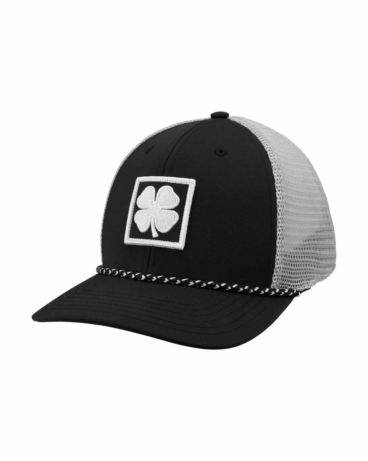 Blue and Tan Mesh Golf Hat with Clover Icon