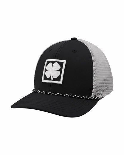 Blue and Tan Mesh Golf Hat with Clover Icon