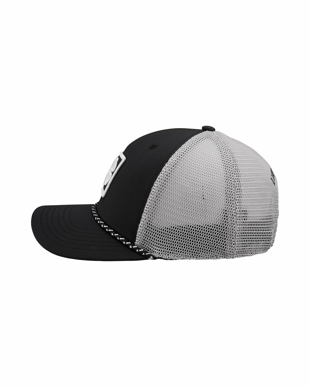 Blue and Tan Mesh Golf Hat with Clover Icon