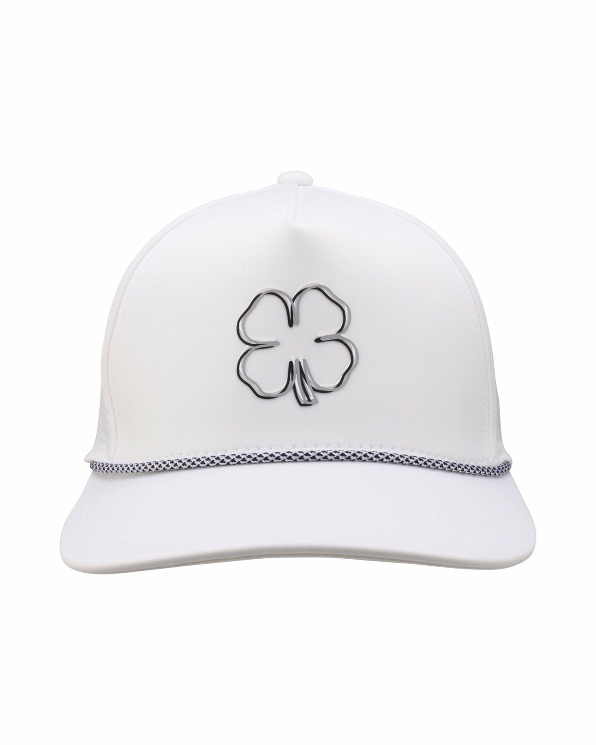 Perforated White Golf Hat with Chrome Clover and Rope