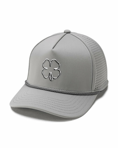 Perforated Grey Golf Hat with Chrome Clover and Rope