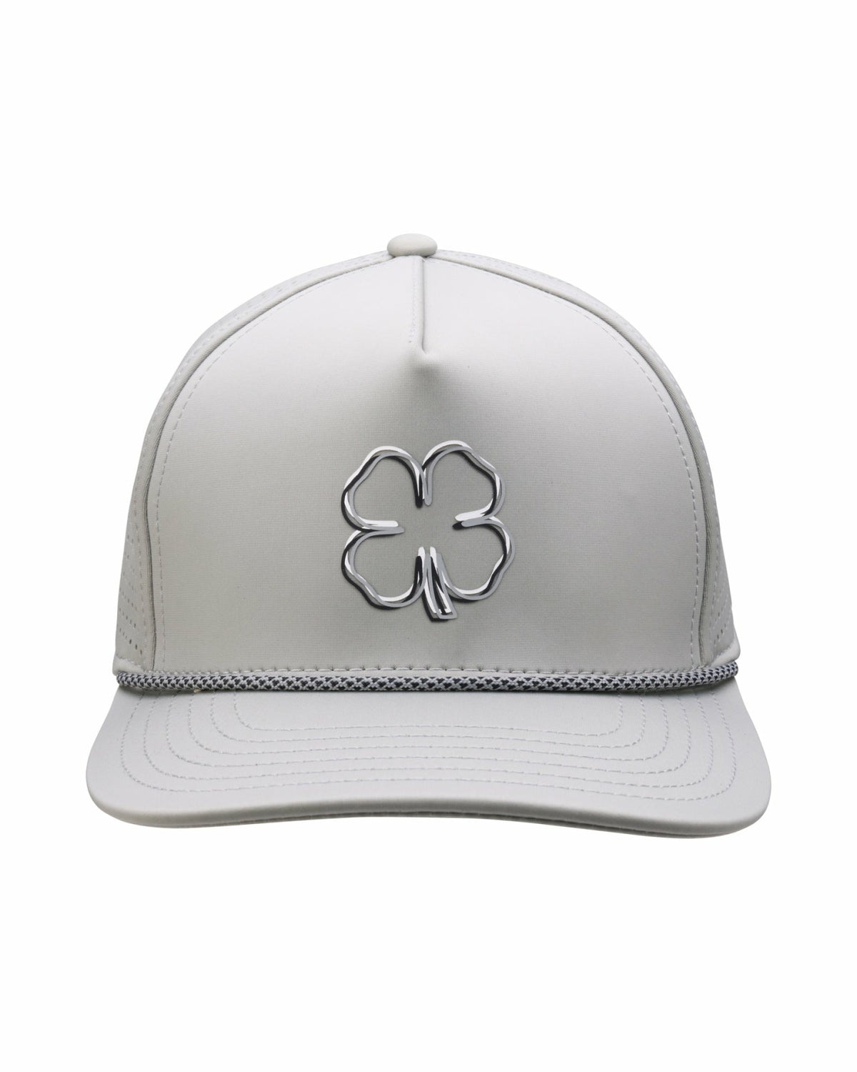 Perforated Grey Golf Hat with Chrome Clover and Rope