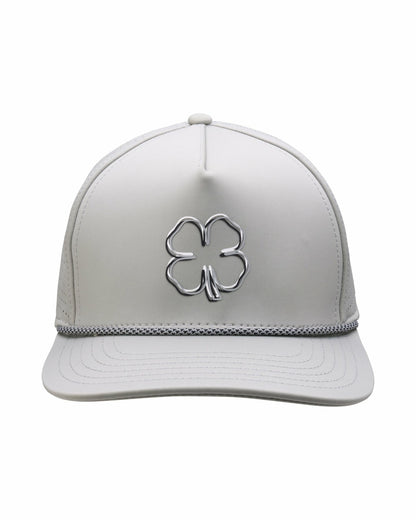 Perforated Grey Golf Hat with Chrome Clover and Rope